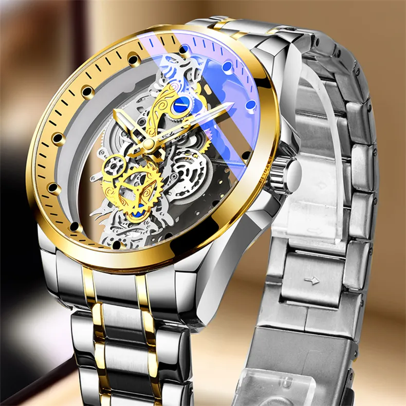 Men Watch Skeleton Automatic Quartz Watch Gold Skeleton Vintage Man Watch Mens Watches Top Brand Luxury - Image 8